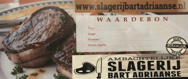 Waardebon slagerij bart adriaanse