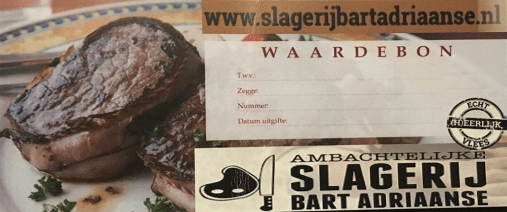 Waardebon slagerij bart adriaanse